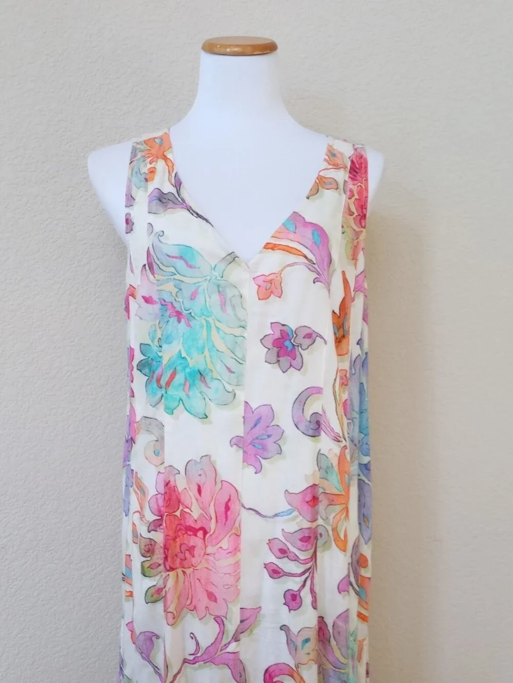 Soft Surroundings watercolor floral sleeveless maxi dress